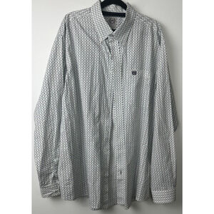 Cinch Button Down Shirt Mens L Geometric Pattern L/S Cotton Western Cowboy B10